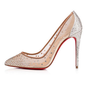 Christian Louboutin Follies Strassita 100mm Silver Pumps Size 35 Wedding
